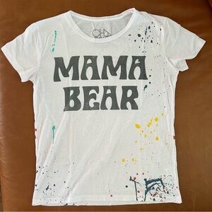 CHASER Mama Bear Paint Splatter White Tee, Small